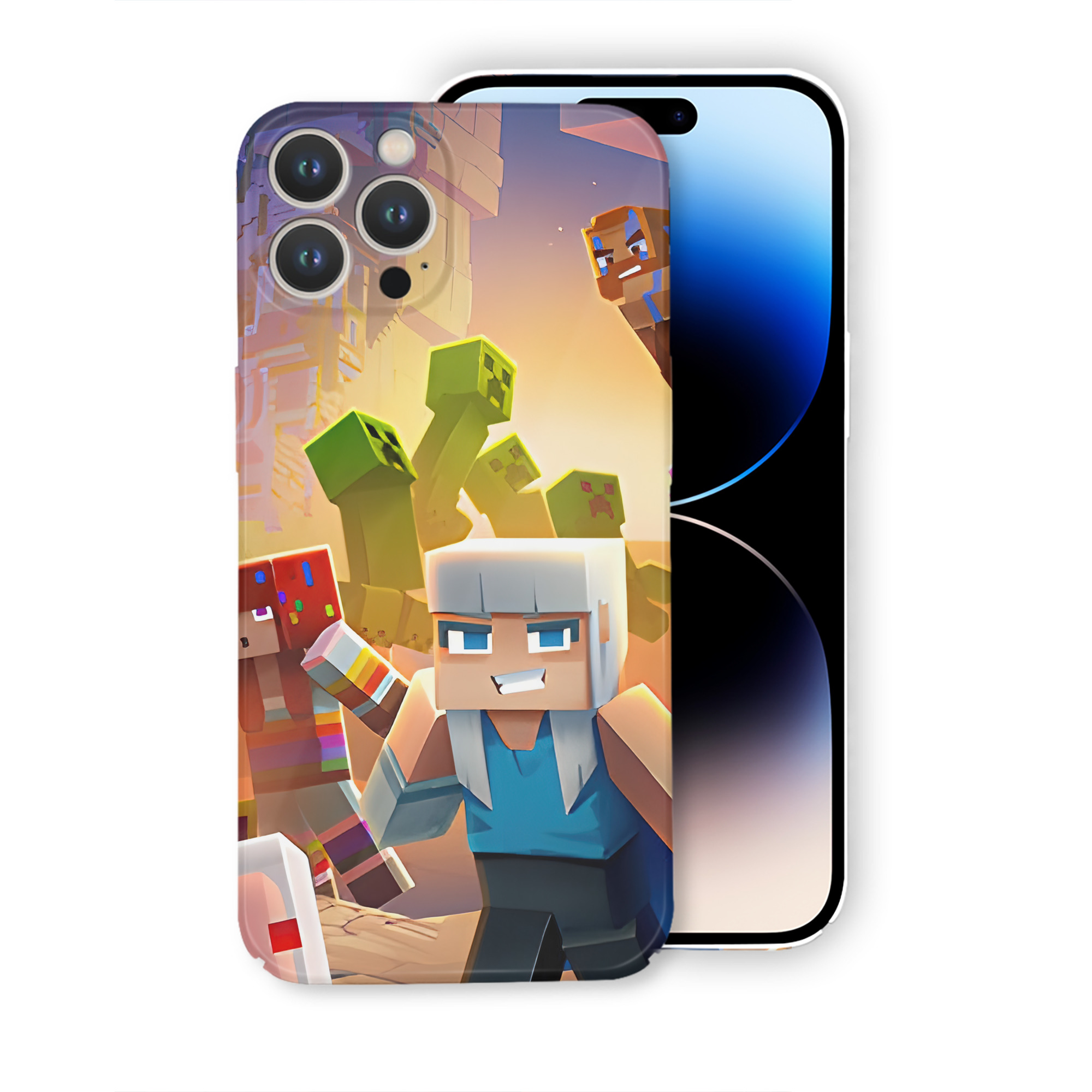 （画像用） マインクラフト ブロックの世界 Minecraft MC Block world 【iPhone 14シリーズ対応】ハードケース